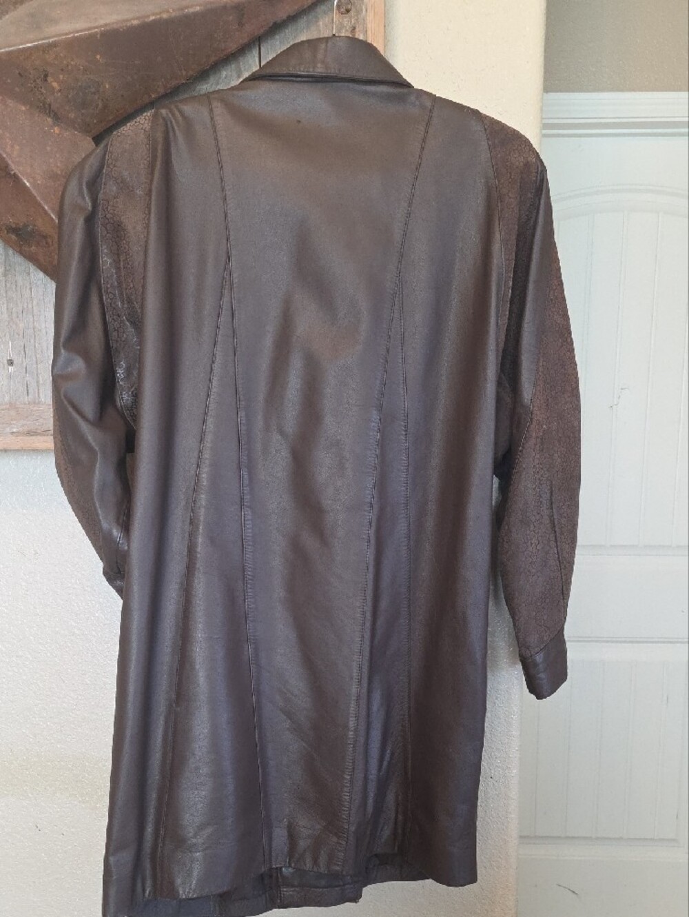Architect Dark Brown Leather Trench Coat - Picture 2 of 8